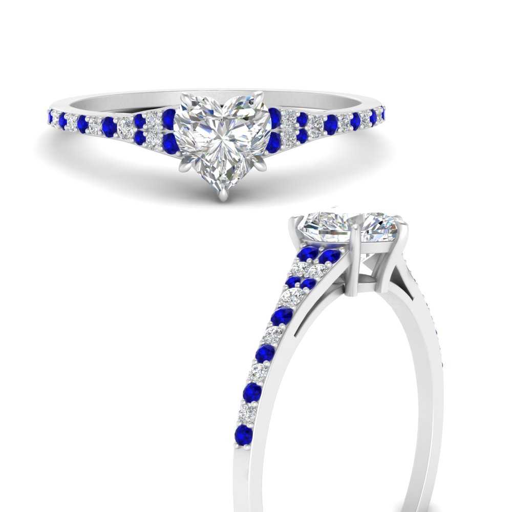 Sasha Heart & Pear Shape Lab Created White Sapphire & Lab Created Blue  Sapphire 2.53 ctw Four Prong Womens 2 Stone Duo Engagement Ring 14K Yellow  Gold | TriJewels