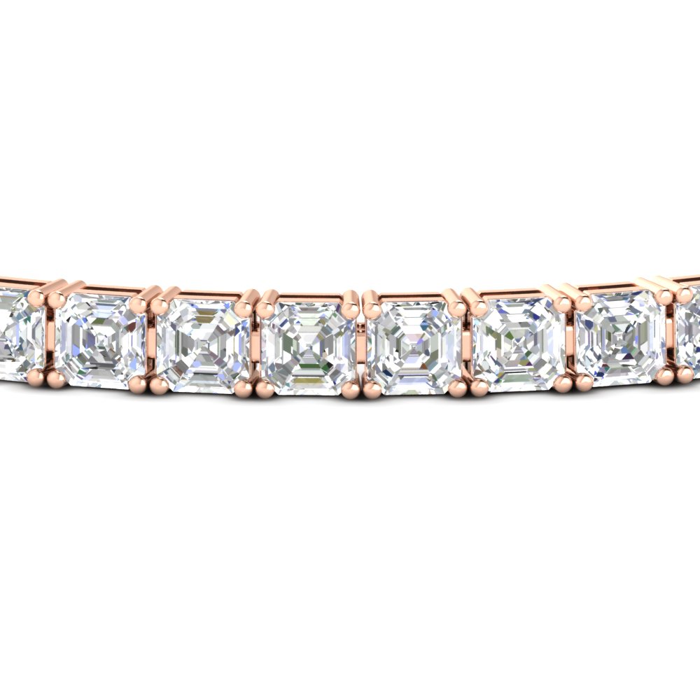 Elegant Asscher Tennis Bracelet For Her with 14K Rose Gold White Diamond