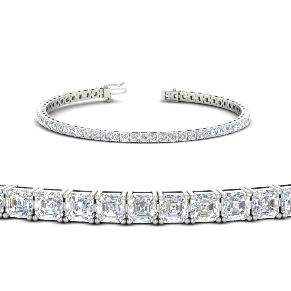 6 ct. asscher cut tennis bracelet in white gold FDBRC10367ASANGLE2 6.00CT NL WG