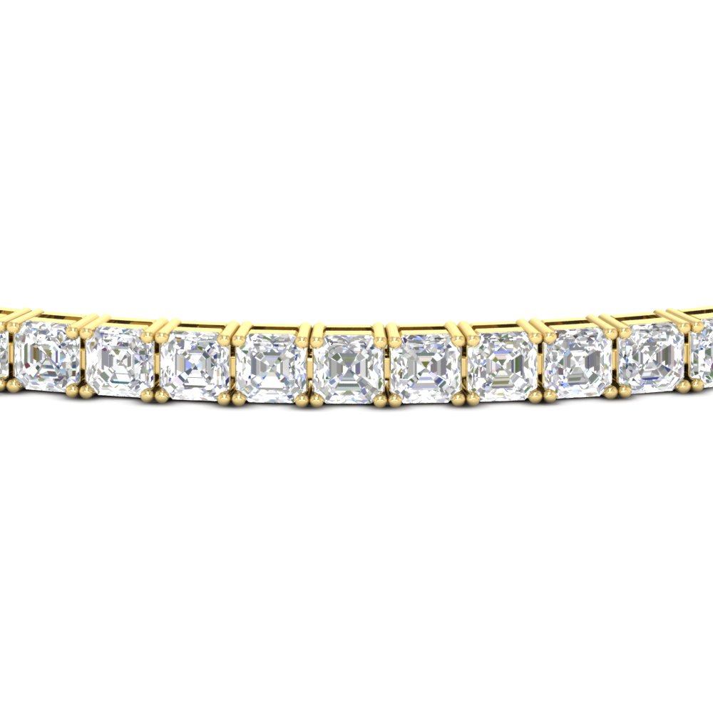 Dazzling Asscher Tennis Bracelet with 14K Yellow Gold White Diamond