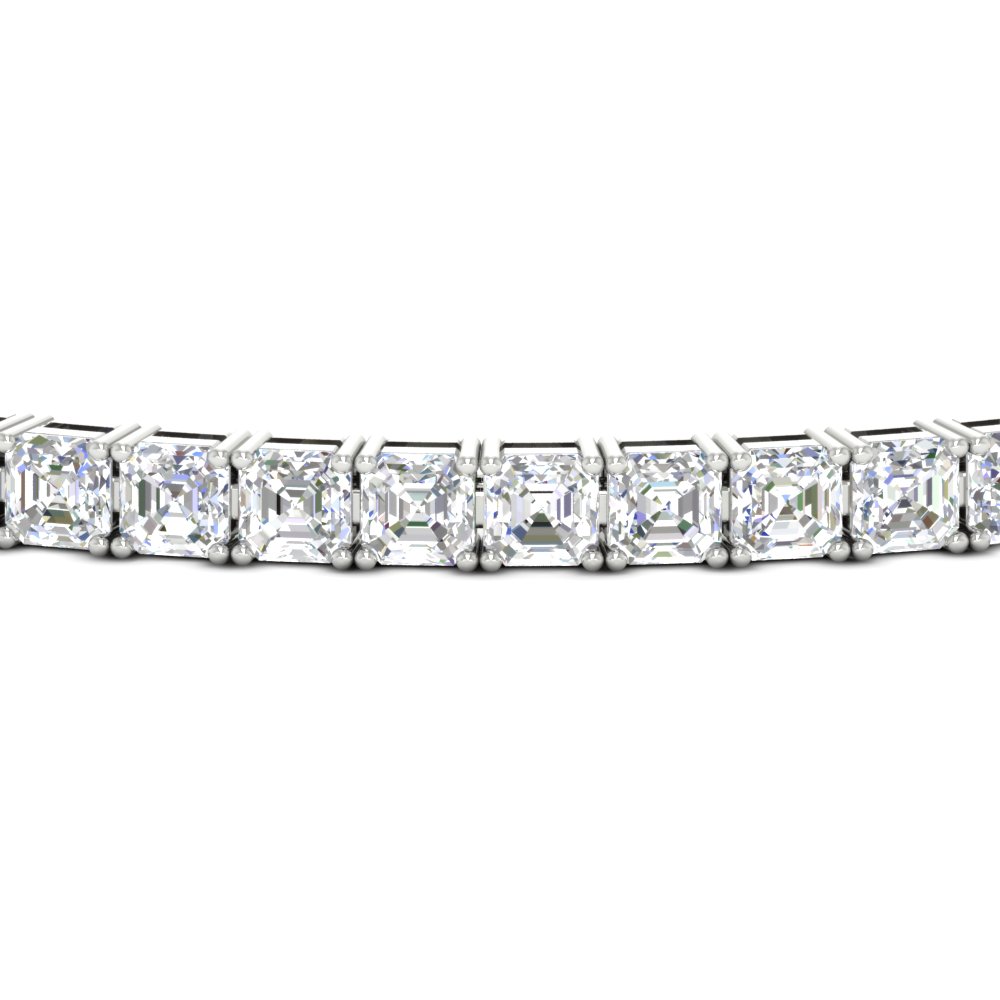 Asscher Cut Sparkling Tennis Bracelet with 14K White Gold White Diamond