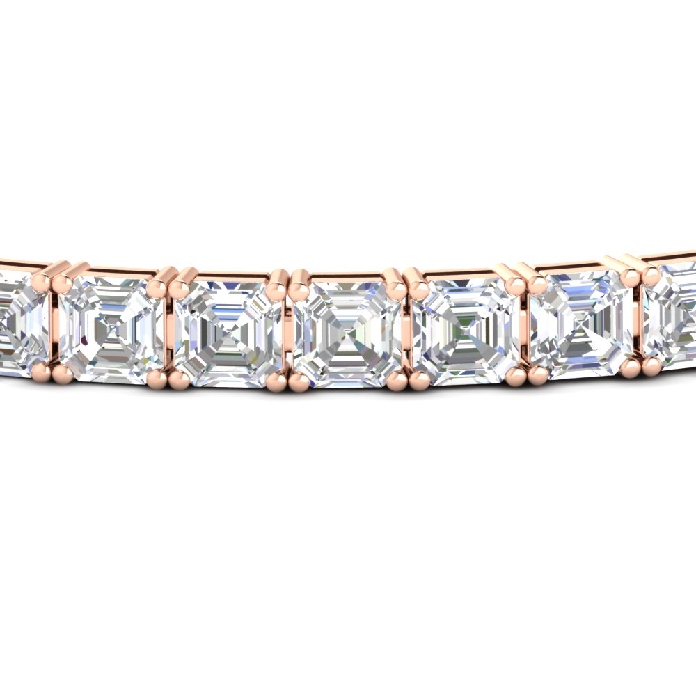 Semi Mount Shaped Diamond Tennis Bracelet 16 Carat Asscher Cut with White Diamond 14K Rose Gold