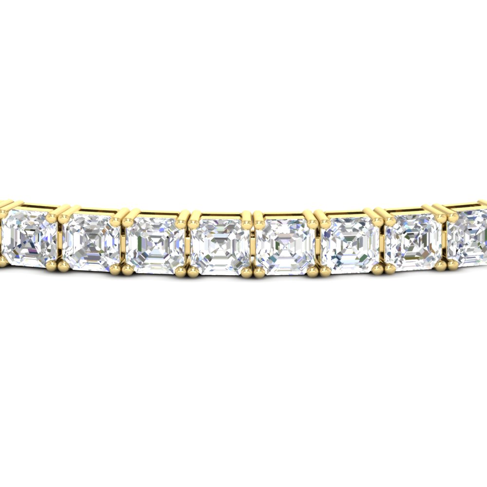 Asscher Cut Tennis Bracelet For Her with 14K Yellow Gold White Diamond
