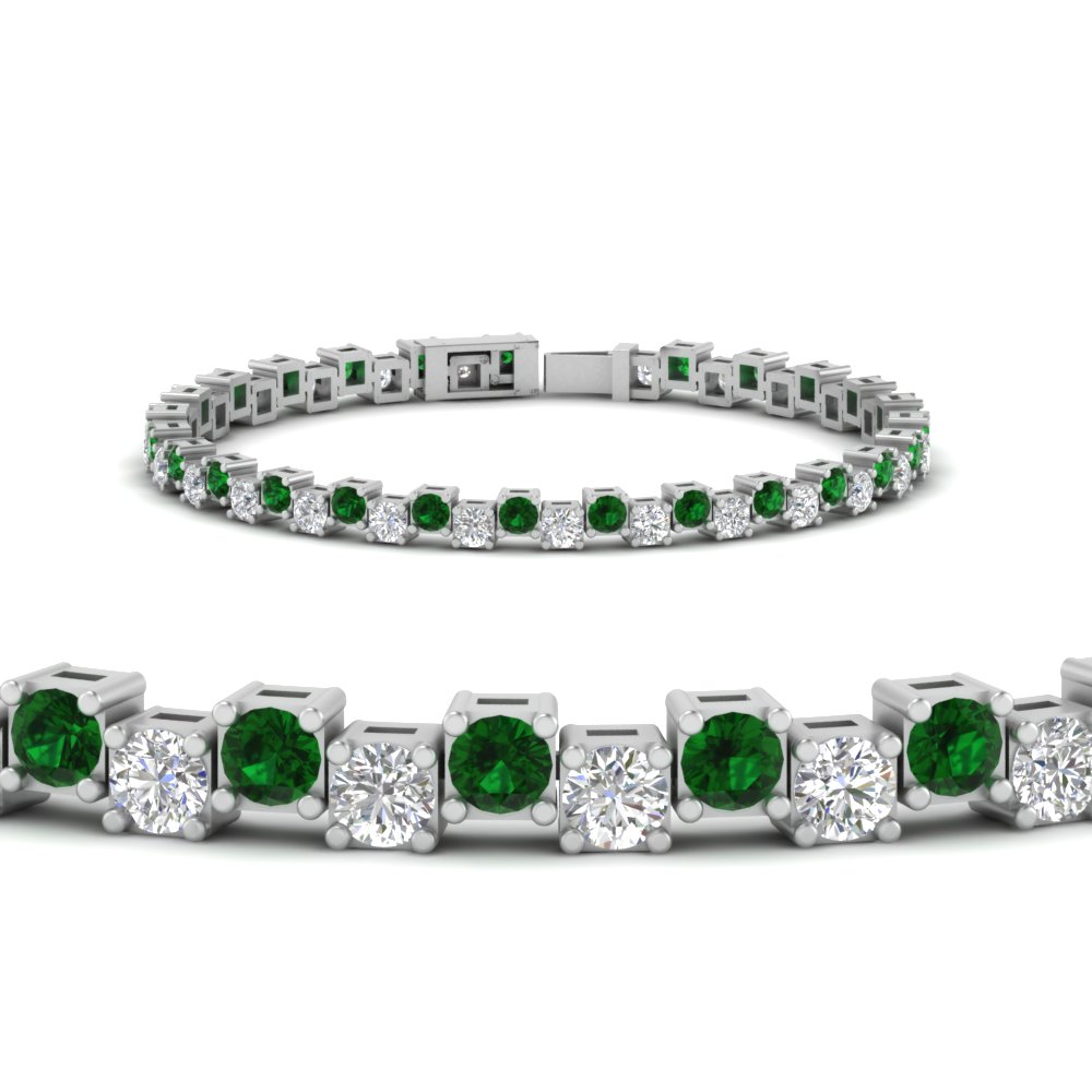 zig zag tennis emerald bracelet in white gold FDBRC10410GEMGRANGLE2 NL WG