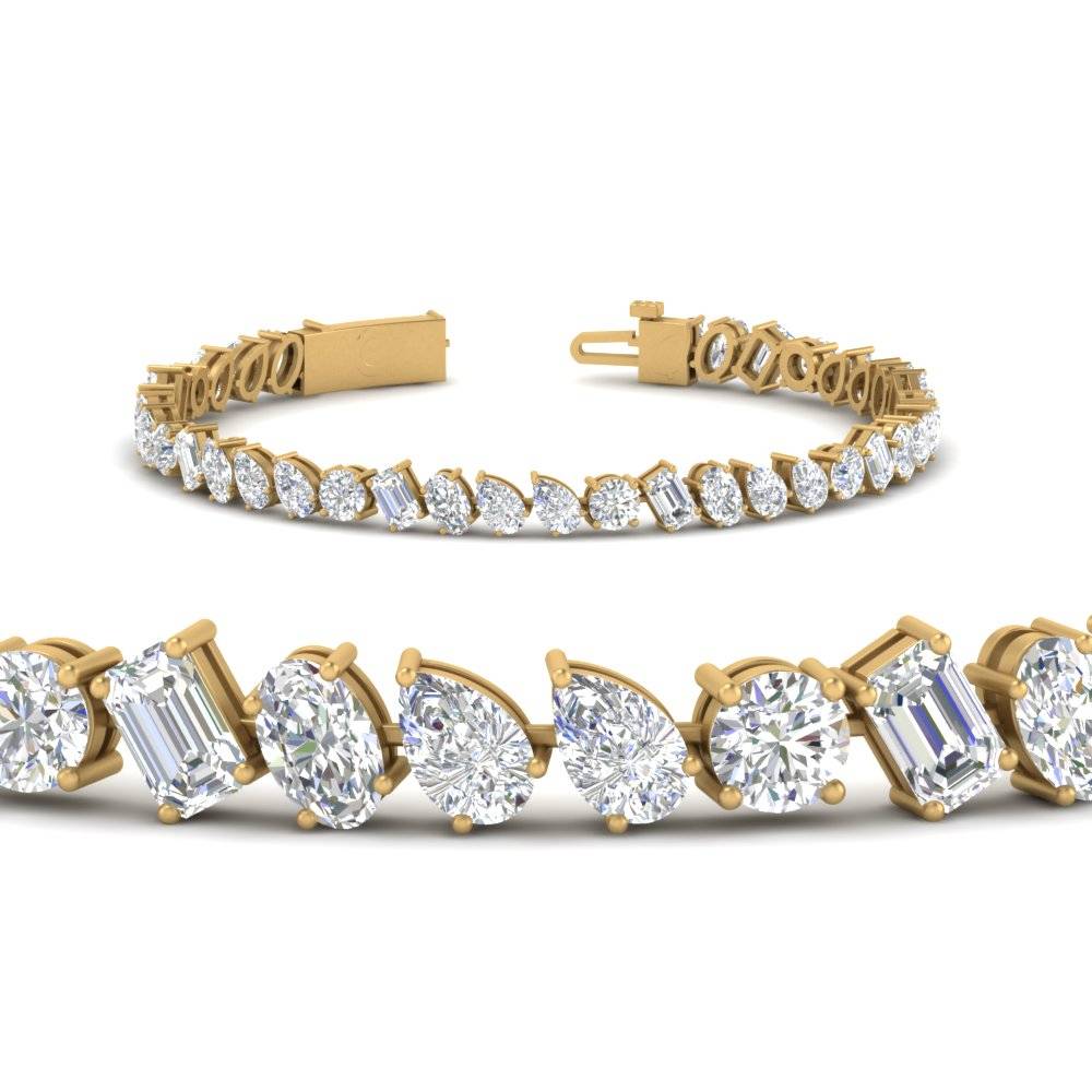 mixed diamond cut tennis bracelet 12 carat in FDBRC10433 NL YG