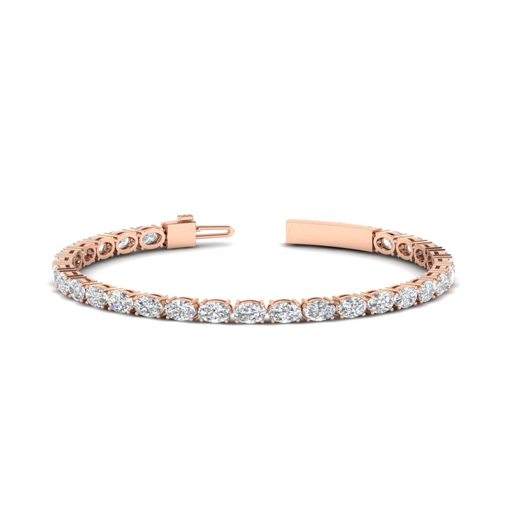 10 Ct. Oval Diamond Basket Tennis Bracelet with 14K Rose Gold White Diamond