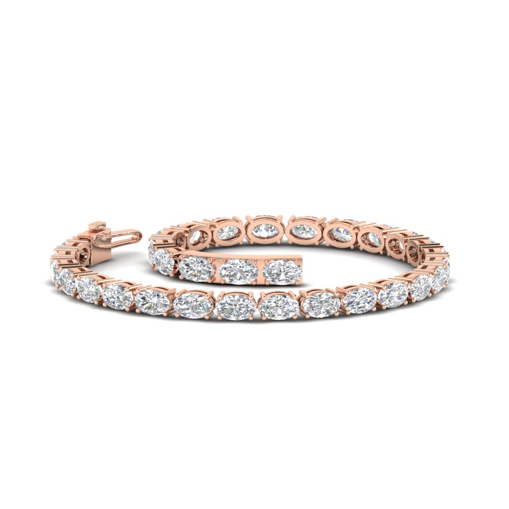 10 Ct. Oval Diamond Basket Tennis Bracelet with 14K Rose Gold White Diamond