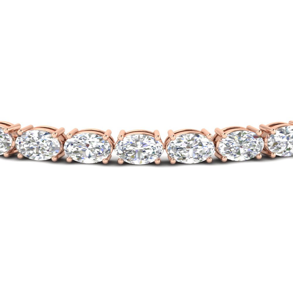 10 Ct. Oval Diamond Basket Tennis Bracelet with 14K Rose Gold White Diamond