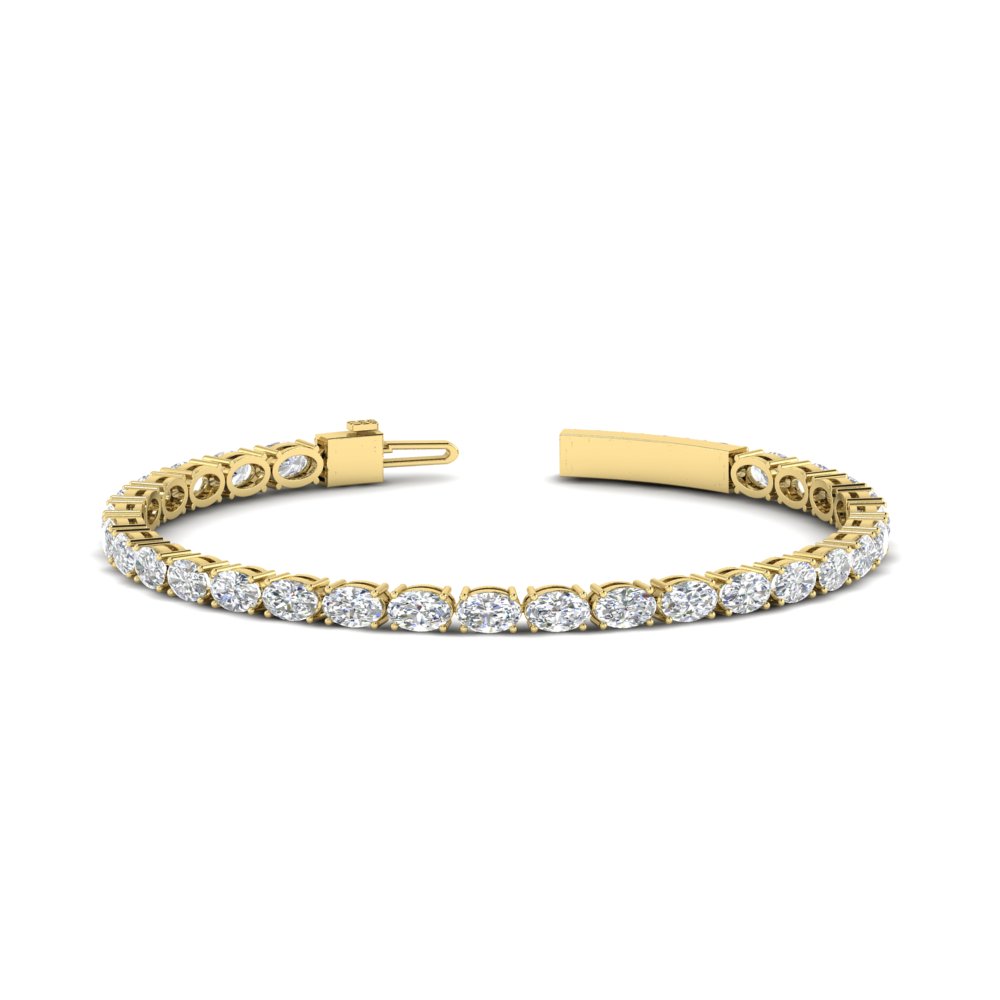 10 Ct. Oval Diamond Basket Tennis Bracelet with 14K Yellow Gold White Diamond
