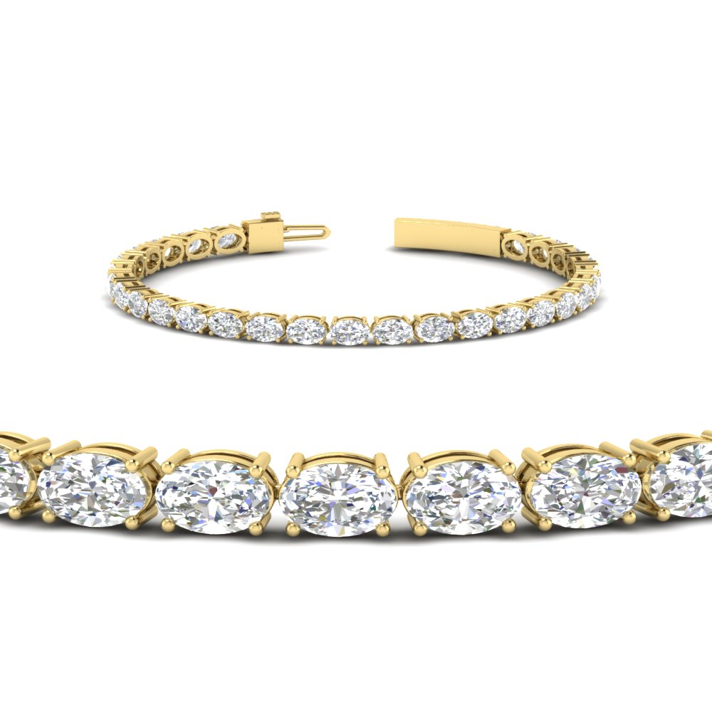 10 Ct. Oval Diamond Basket Tennis Bracelet with 14K Yellow Gold White Diamond