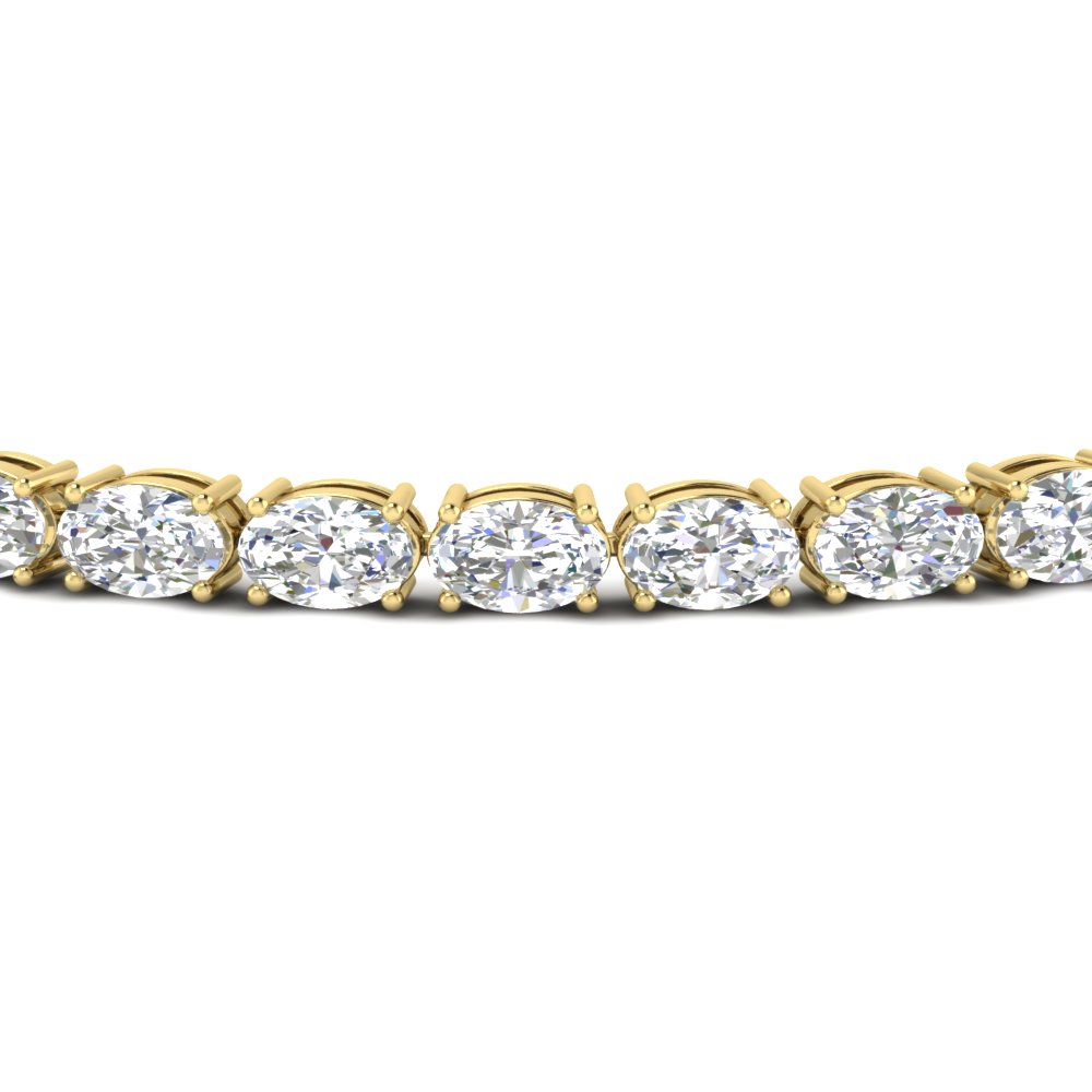 10 Ct. Oval Diamond Basket Tennis Bracelet with 14K Yellow Gold White Diamond