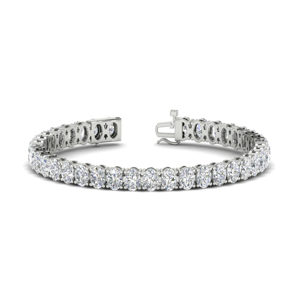 18 Ct. Oval Shaped Basket Tennis Bracelet with 14K White Gold White Diamond