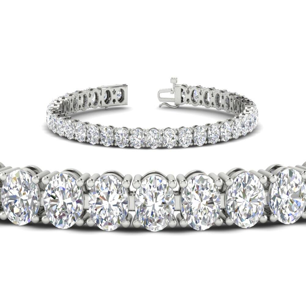 18 Ct. Oval Shaped Basket Tennis Bracelet with 14K White Gold White Diamond
