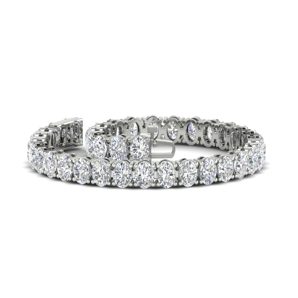 18 Ct. Oval Shaped Basket Tennis Bracelet with 14K White Gold White Diamond