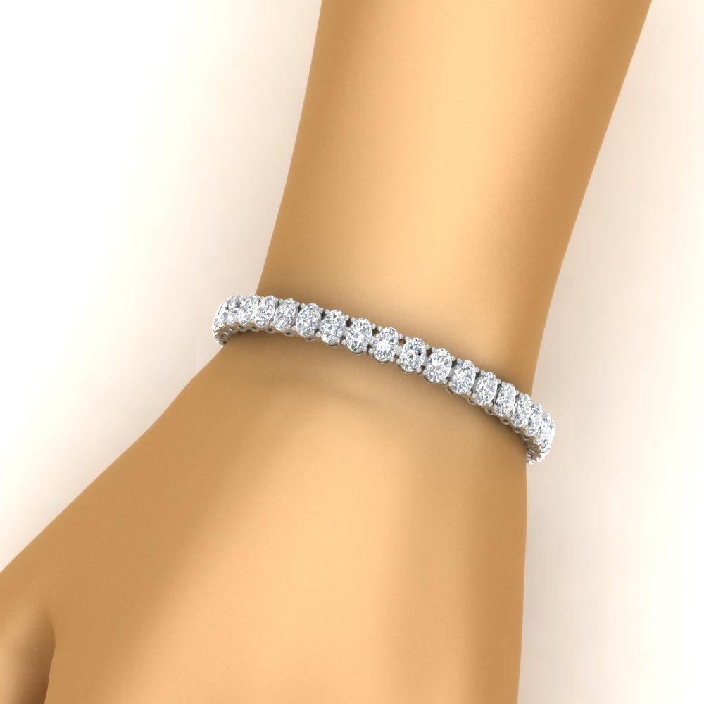 18 Ct. Oval Shaped Basket Tennis Bracelet with 14K White Gold White Diamond