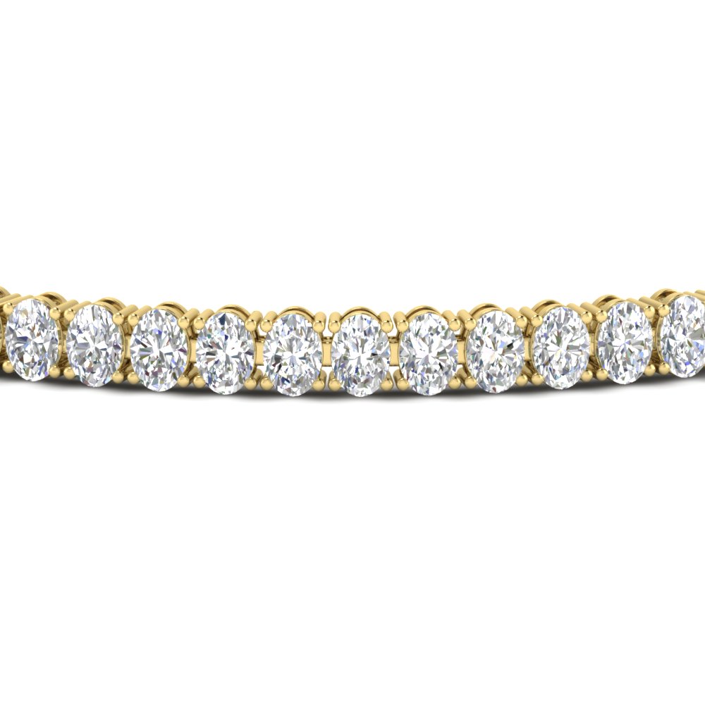 6 Carat Oval Shape Diamond Tennis Bracelet with 14K Yellow Gold White Diamond