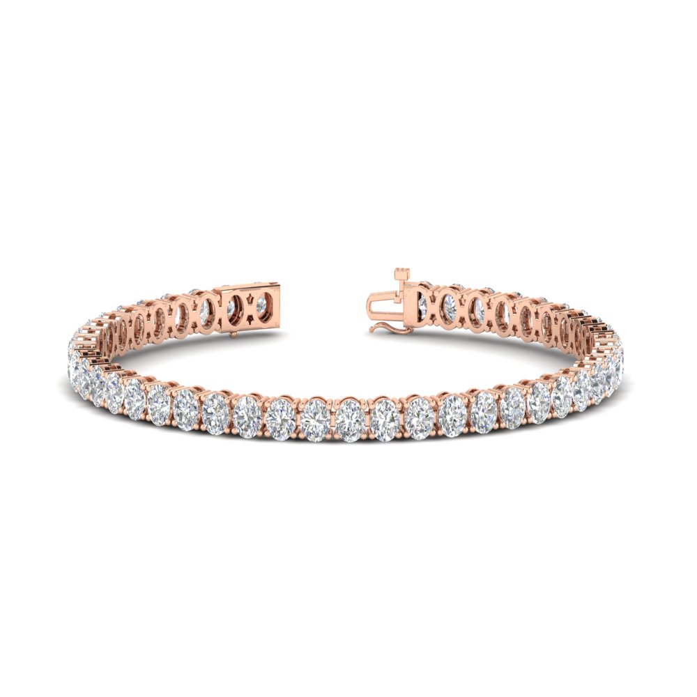 9 Ct. Oval Diamond Tennis Bracelet For Her with 14K Rose Gold White Diamond