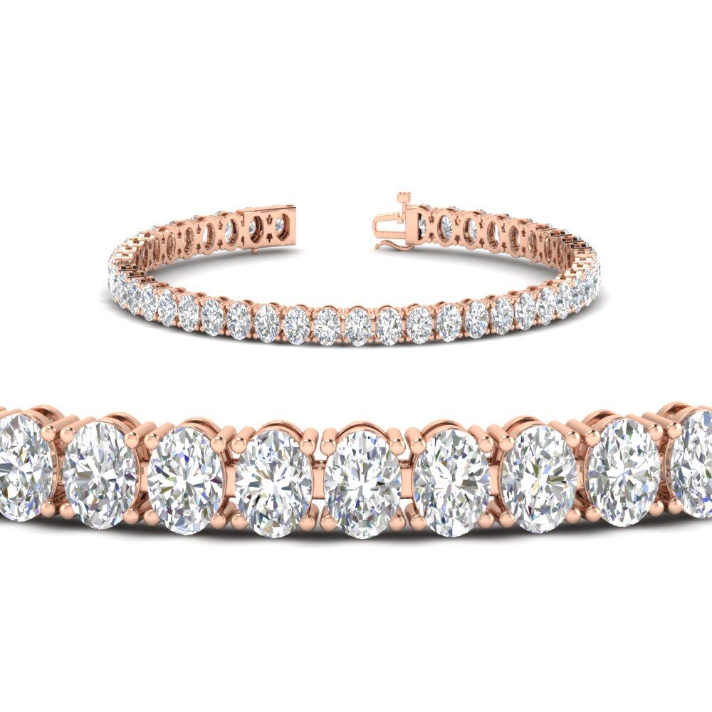 9 Ct. Oval Diamond Tennis Bracelet For Her with 14K Rose Gold White Diamond