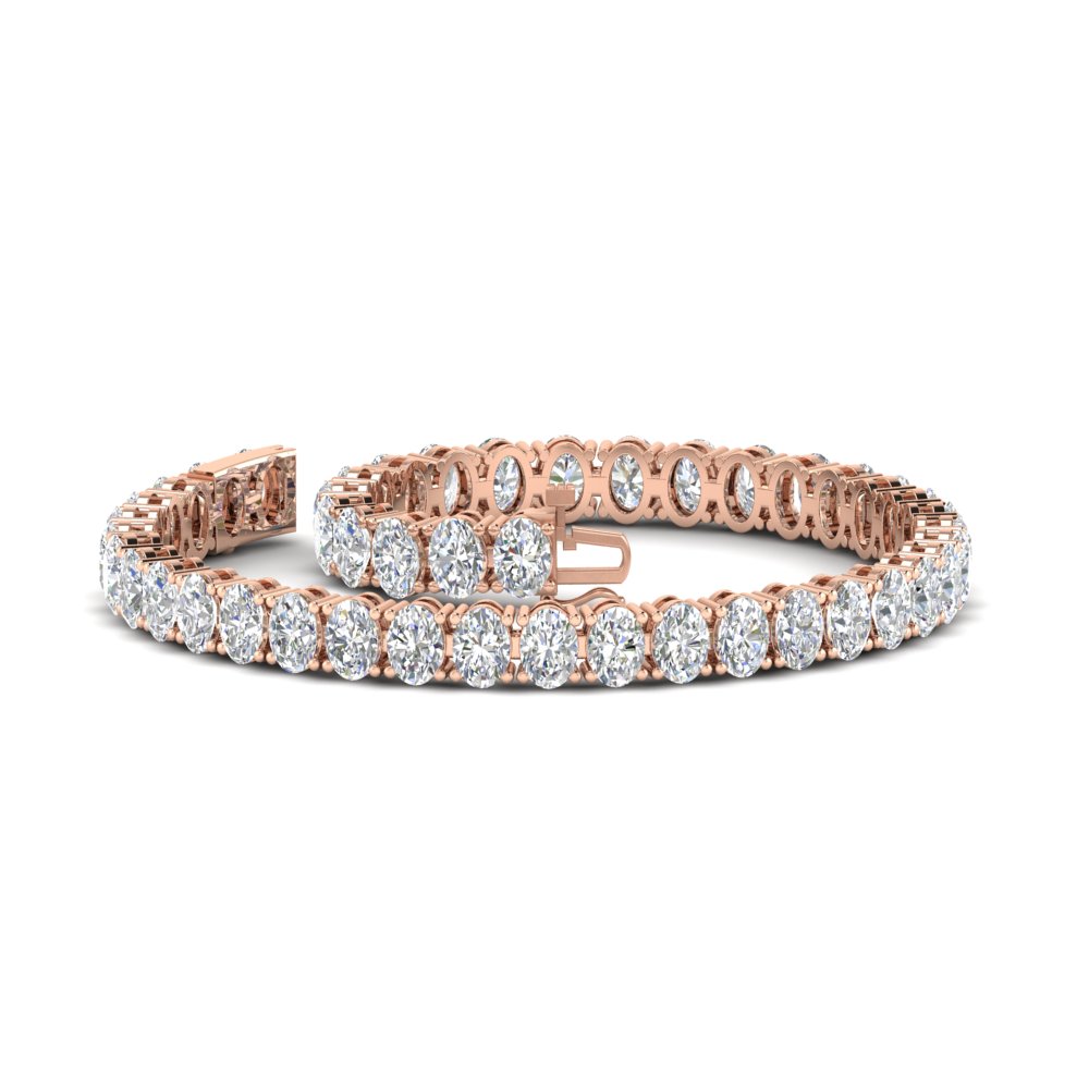 9 Ct. Oval Diamond Tennis Bracelet For Her with 14K Rose Gold White Diamond