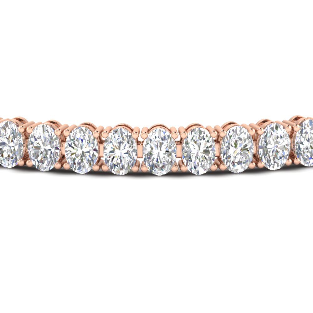 9 Ct. Oval Diamond Tennis Bracelet For Her with 14K Rose Gold White Diamond