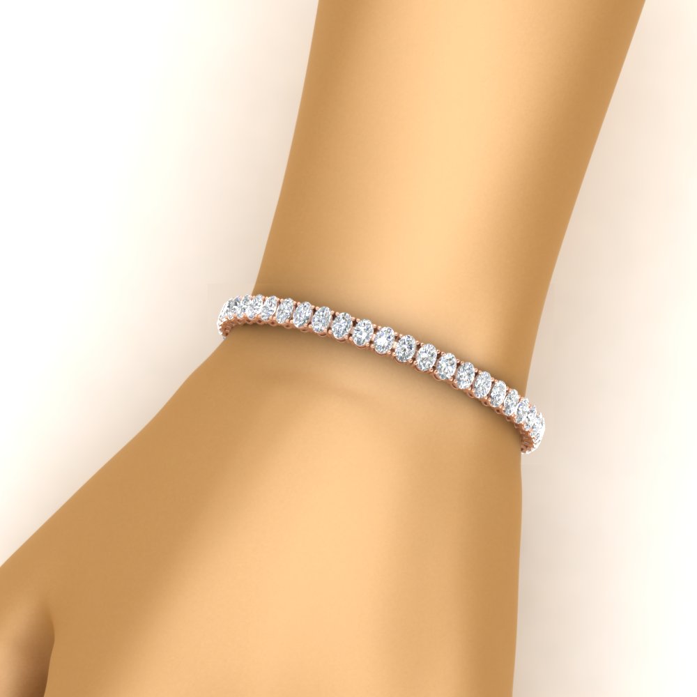 9 Ct. Oval Diamond Tennis Bracelet For Her with 14K Rose Gold White Diamond
