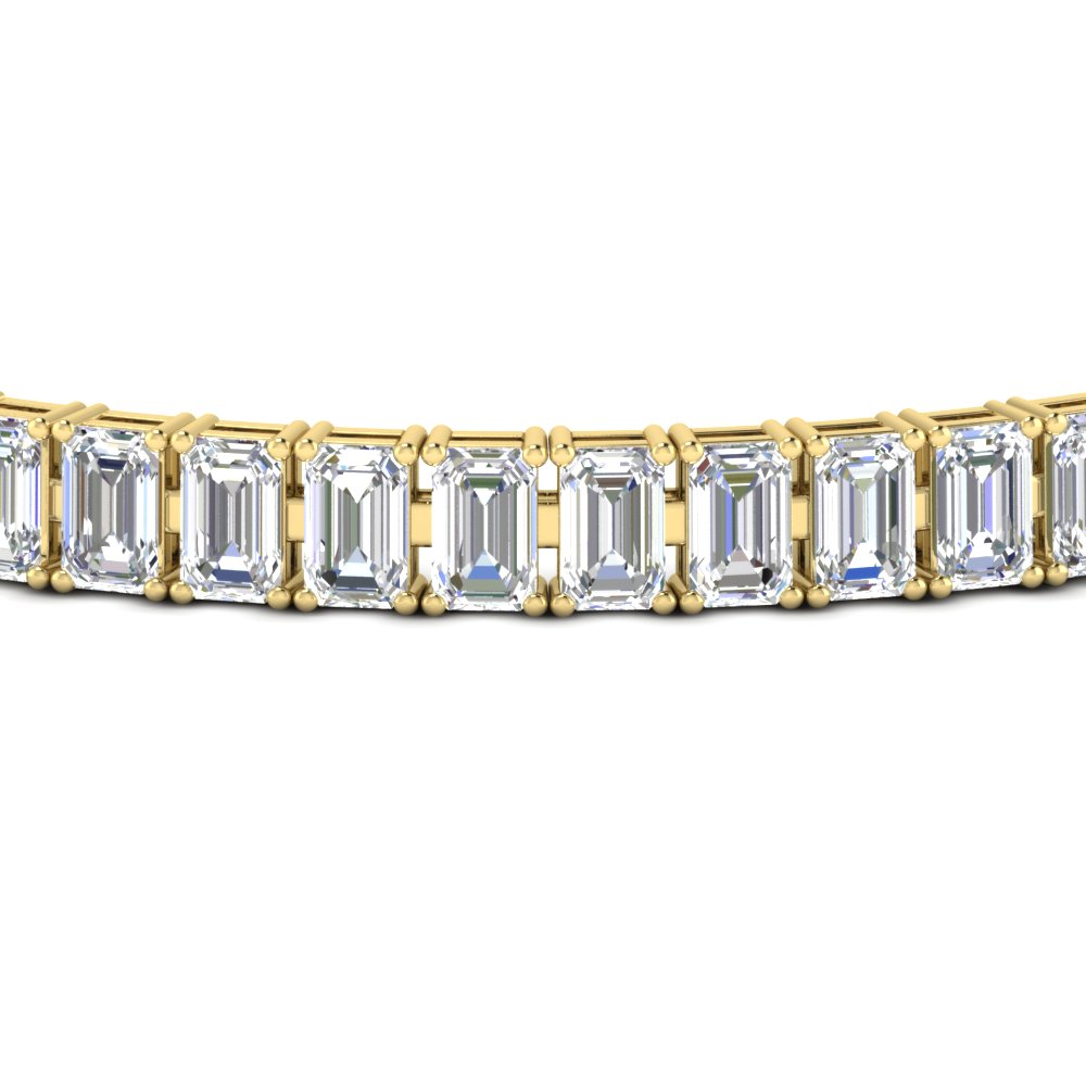 12 Carat Emerald Cut Tennis Diamond Bracelet with 14K Yellow Gold White Diamond