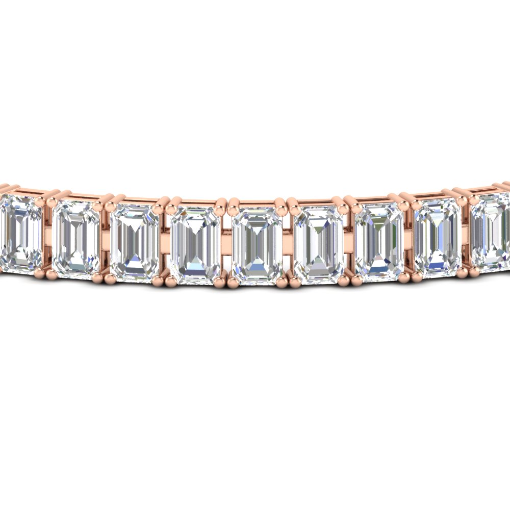 14 Ct. Emerald Cut Tennis Diamond Bracelet with 14K Rose Gold White Diamond