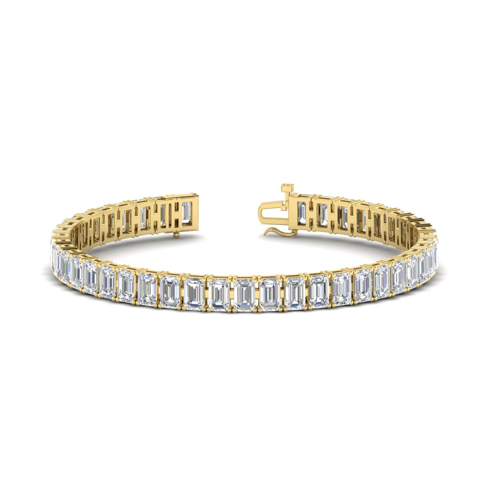 17 Ct. Emerald Cut Tennis Bracelet Basket Set with 14K Yellow Gold White Diamond