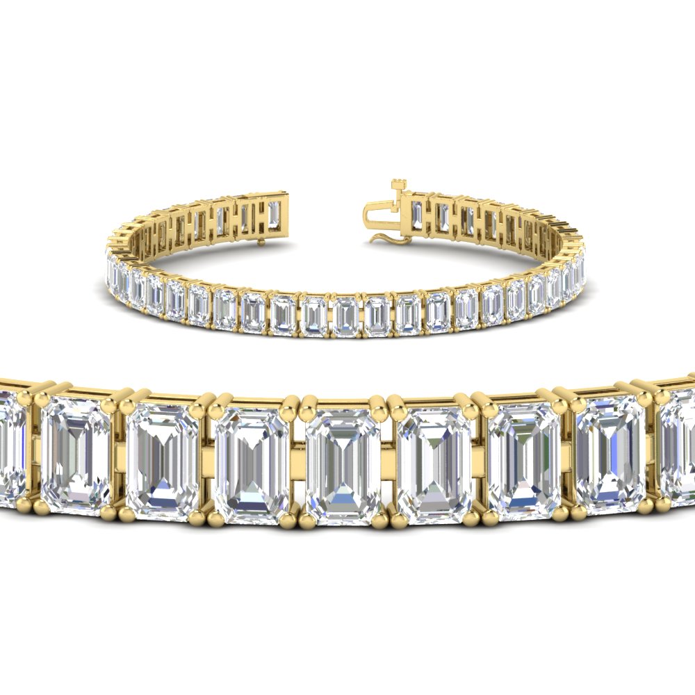 17 Ct. Emerald Cut Tennis Bracelet Basket Set with 14K Yellow Gold White Diamond