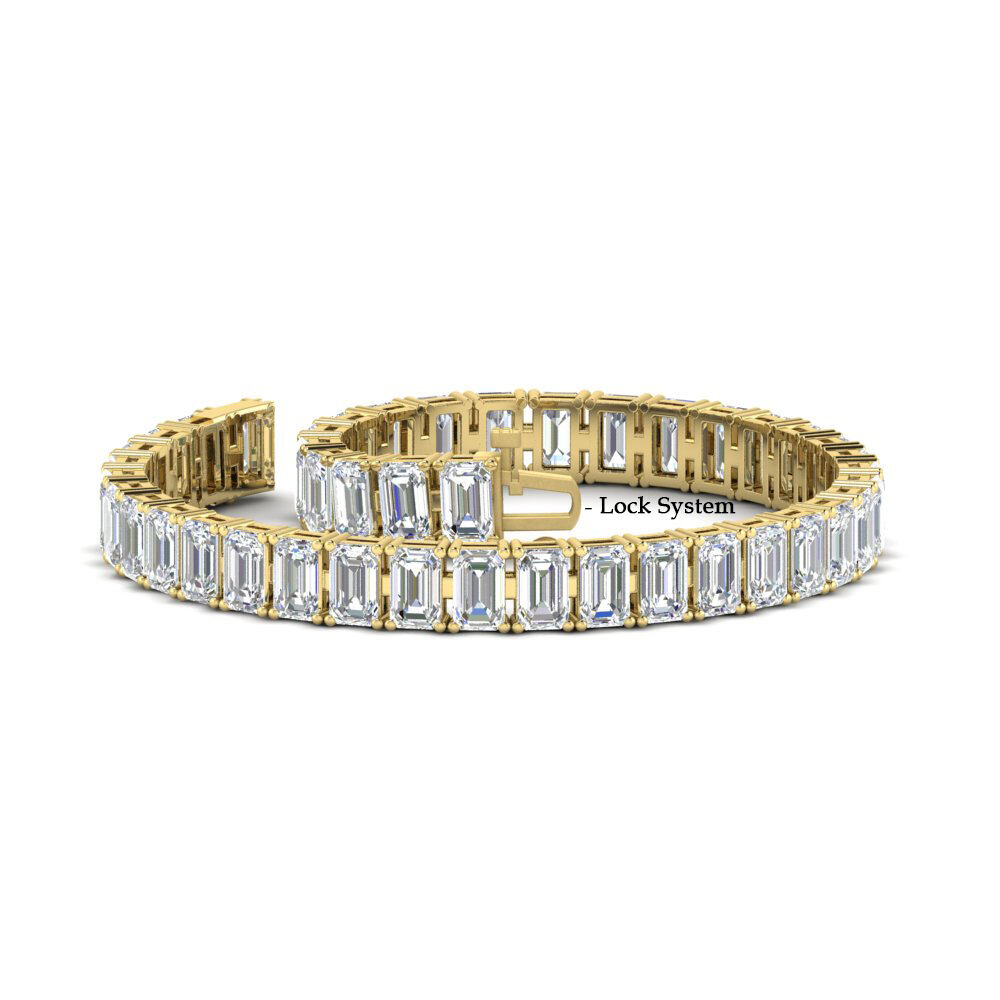17 Ct. Emerald Cut Tennis Bracelet Basket Set with 14K Yellow Gold White Diamond
