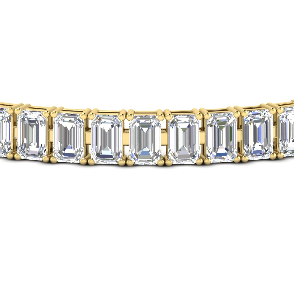17 Ct. Emerald Cut Tennis Bracelet Basket Set with 14K Yellow Gold White Diamond
