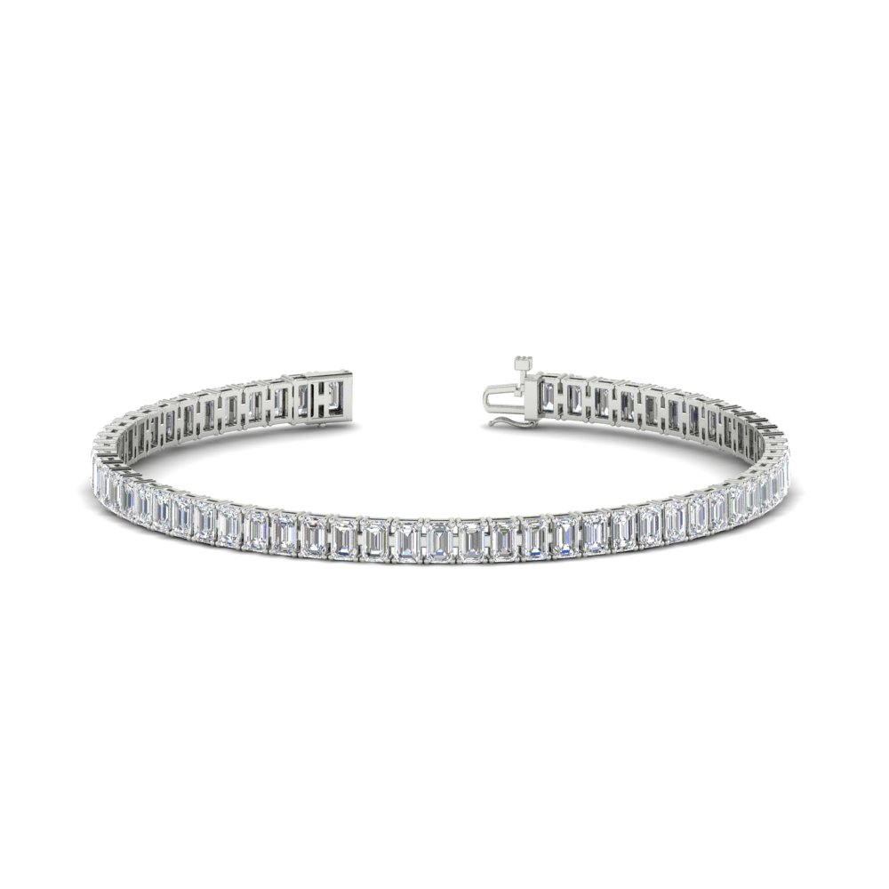 6 Carat Emerald Cut Diamond Tennis Bracelet with 14K White Gold White Diamond