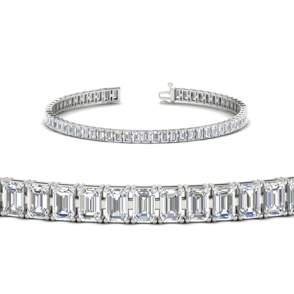 6 Carat Emerald Cut Diamond Tennis Bracelet with 14K White Gold White Diamond