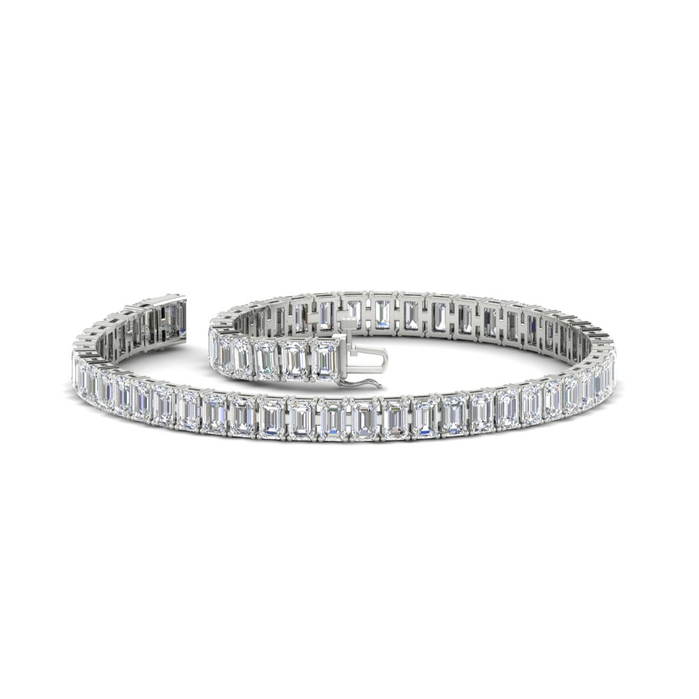 6 Carat Emerald Cut Diamond Tennis Bracelet with 14K White Gold White Diamond