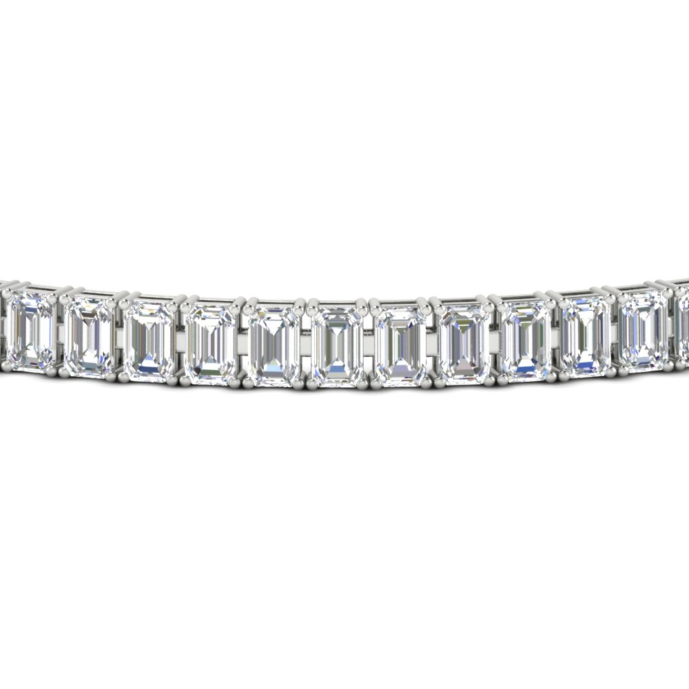 6 Carat Emerald Cut Diamond Tennis Bracelet with 14K White Gold White Diamond