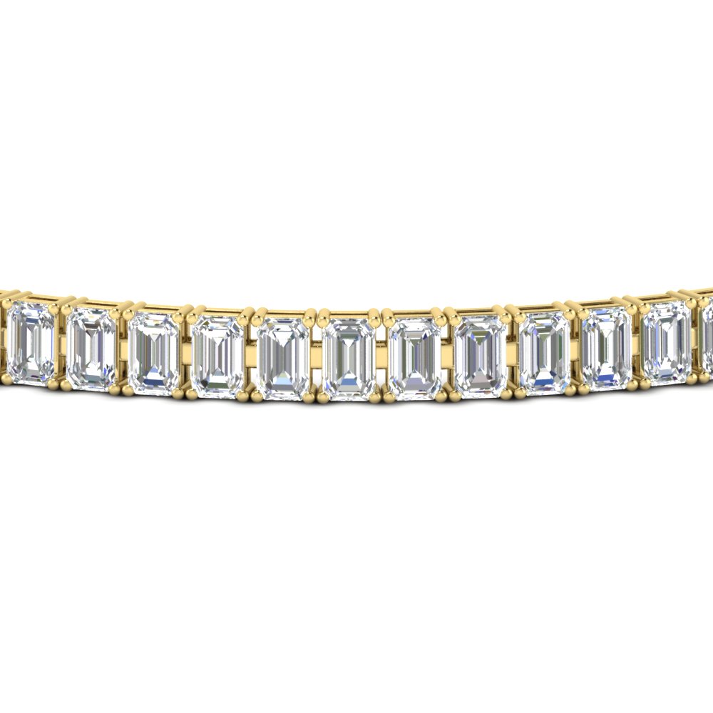 6 Carat Emerald Cut Diamond Tennis Bracelet with 14K Yellow Gold White Diamond