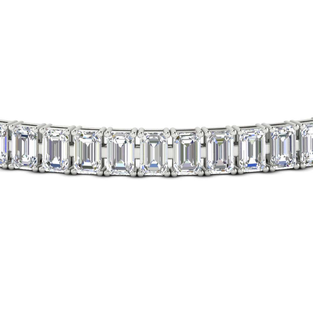 8 Carat Emerald Cut Tennis Diamond Bracelet with 14K White Gold White Diamond
