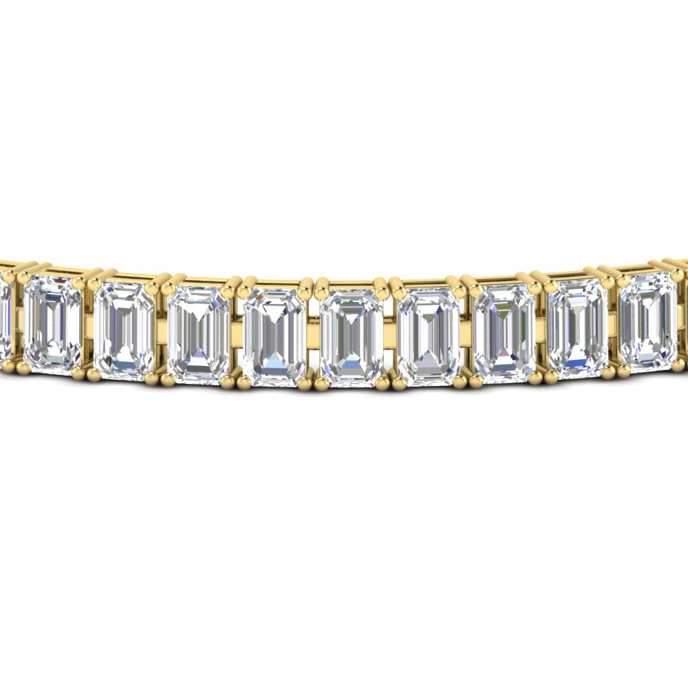 Emerald Cut Tennis Diamond Bracelet 10 Carat with 14K Yellow Gold White Diamond