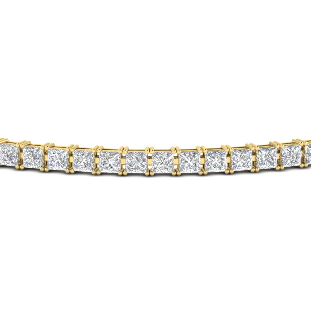4 Ct. Princess Diamond Tennis Bracelet with 14K Yellow Gold White Diamond