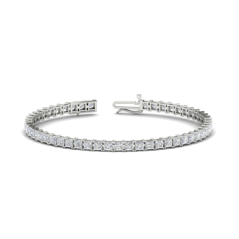 8 Ct. Princess Cut Basket Tennis Bracelet with 14K White Gold White Diamond