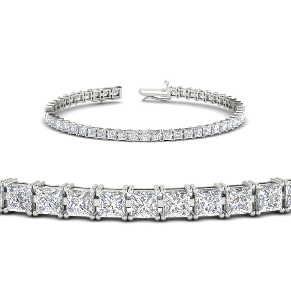 8 Ct. Princess Cut Basket Tennis Bracelet with 14K White Gold White Diamond