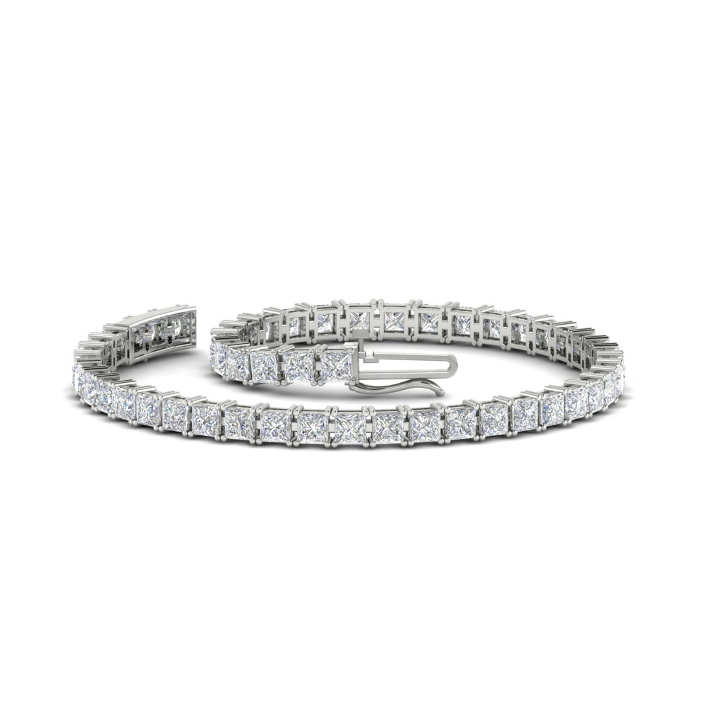 8 Ct. Princess Cut Basket Tennis Bracelet with 14K White Gold White Diamond