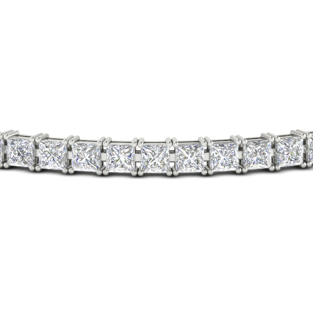 8 Ct. Princess Cut Basket Tennis Bracelet with 14K White Gold White Diamond