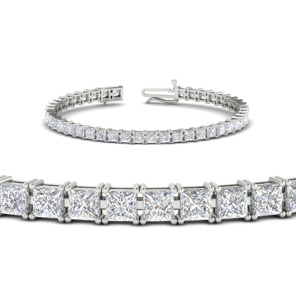Basket Tennis 11 Ct Square Cut Bracelet with 14K White Gold White Diamond