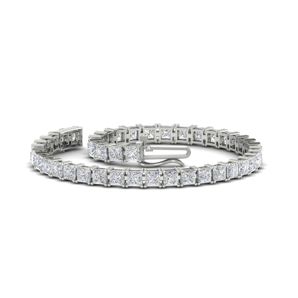 Basket Tennis 11 Ct Square Cut Bracelet with 14K White Gold White Diamond