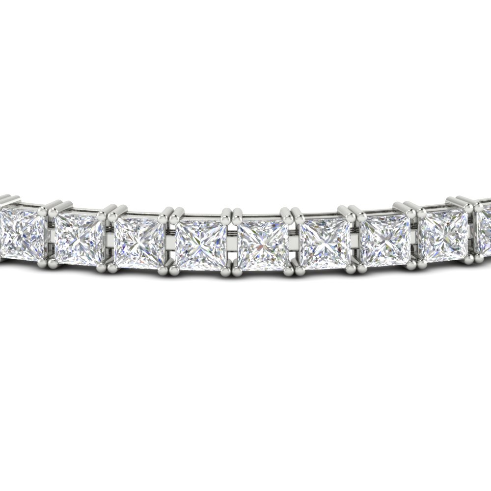 Basket Tennis 11 Ct Square Cut Bracelet with 14K White Gold White Diamond