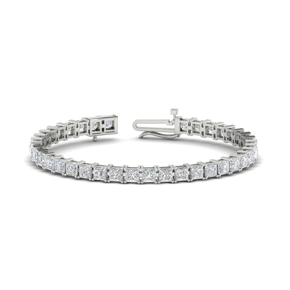 Princess Cut 15 Carat Basket Tennis Bracelet with 14K White Gold White Diamond