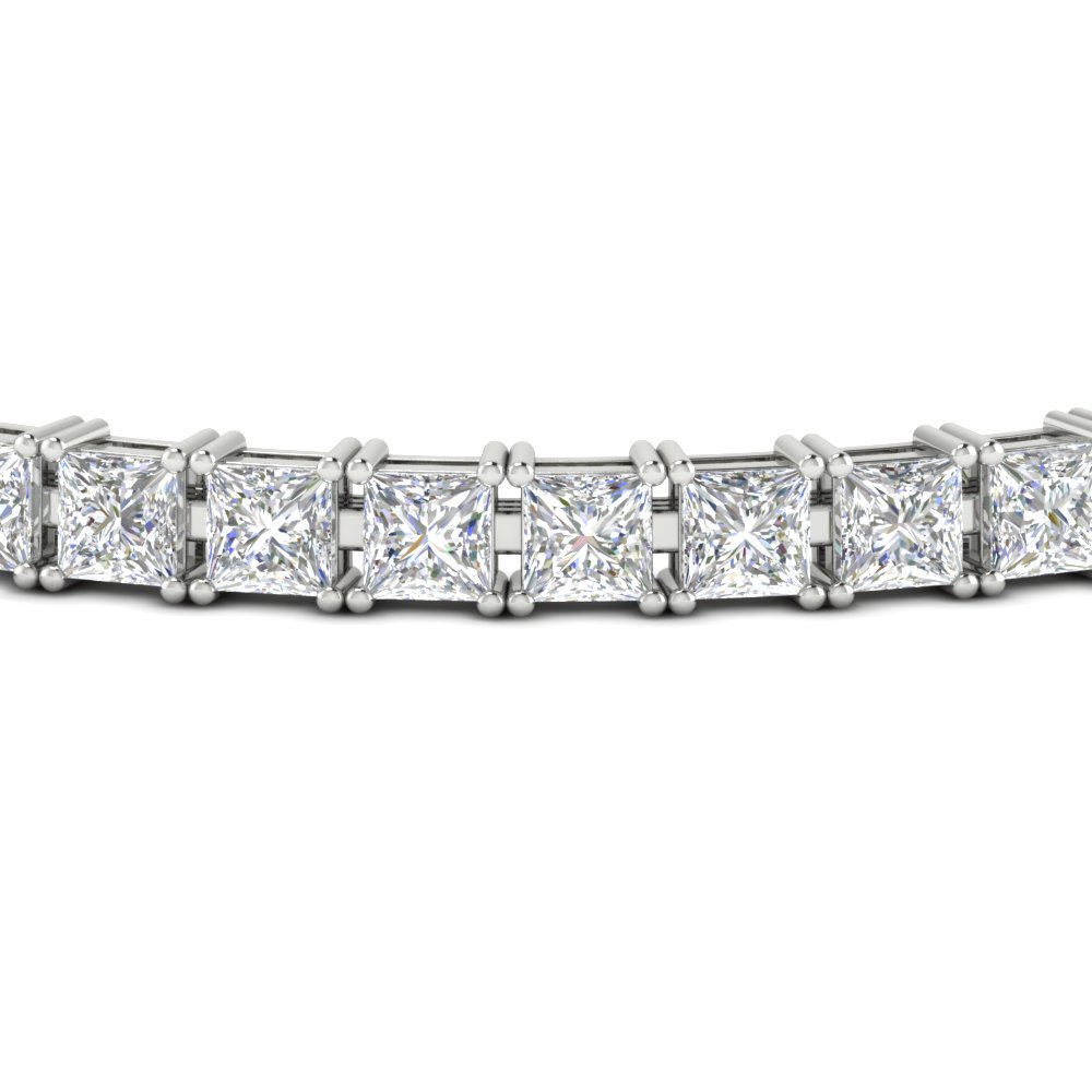 Princess Cut 15 Carat Basket Tennis Bracelet with 14K White Gold White Diamond