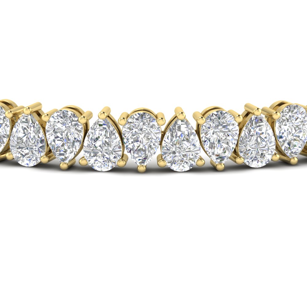 18 Ct. Pear Cut Basket Tennis Bracelet with 14K Yellow Gold White Diamond
