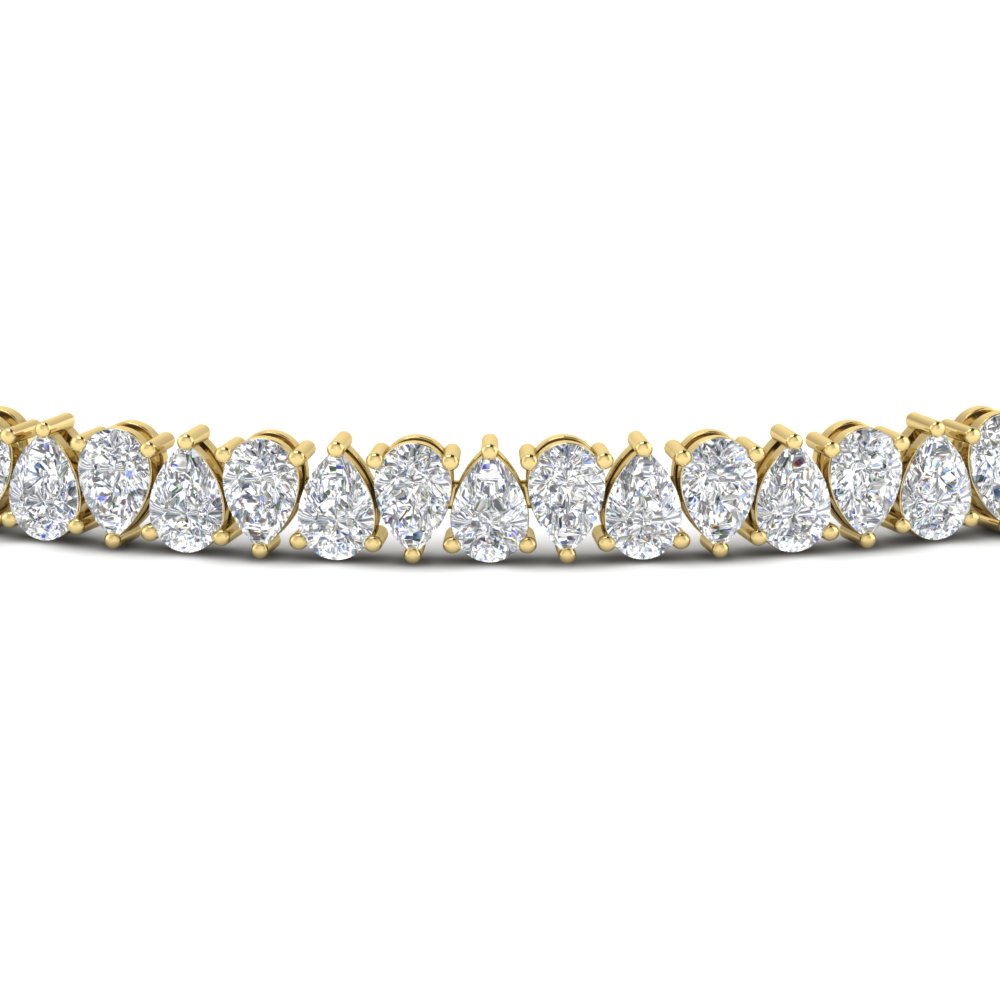 7 Carat Pear Cut Diamond Tennis Bracelet with 14K Yellow Gold White Diamond